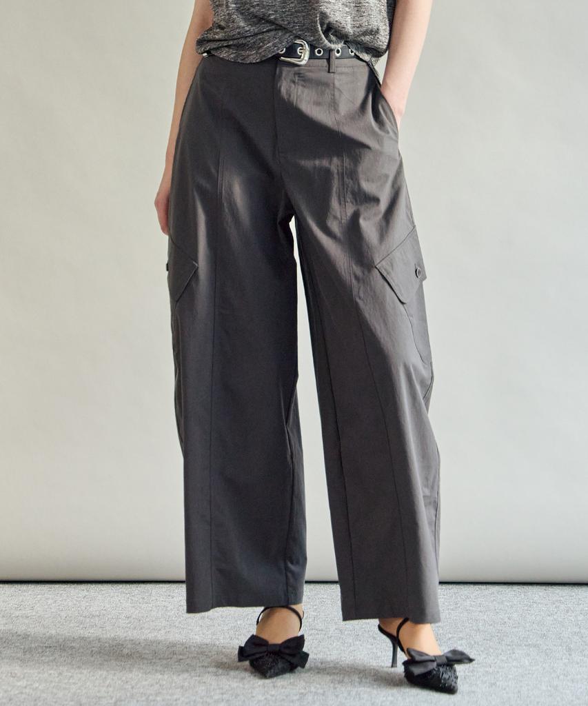 MAXZA Flap Pocket Back Elastic Wide Pants