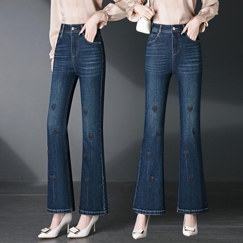 2026 Spring Elegant Plus Size High-Waisted Micro-Flare Denim Pants for Women 29
