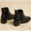 Fashion Ladies Shoes On Sale 2024 Brand Zipper Women's Boots Winter Square Toe Solid Short Barrel Platform Chunky Heels Fashion Boots