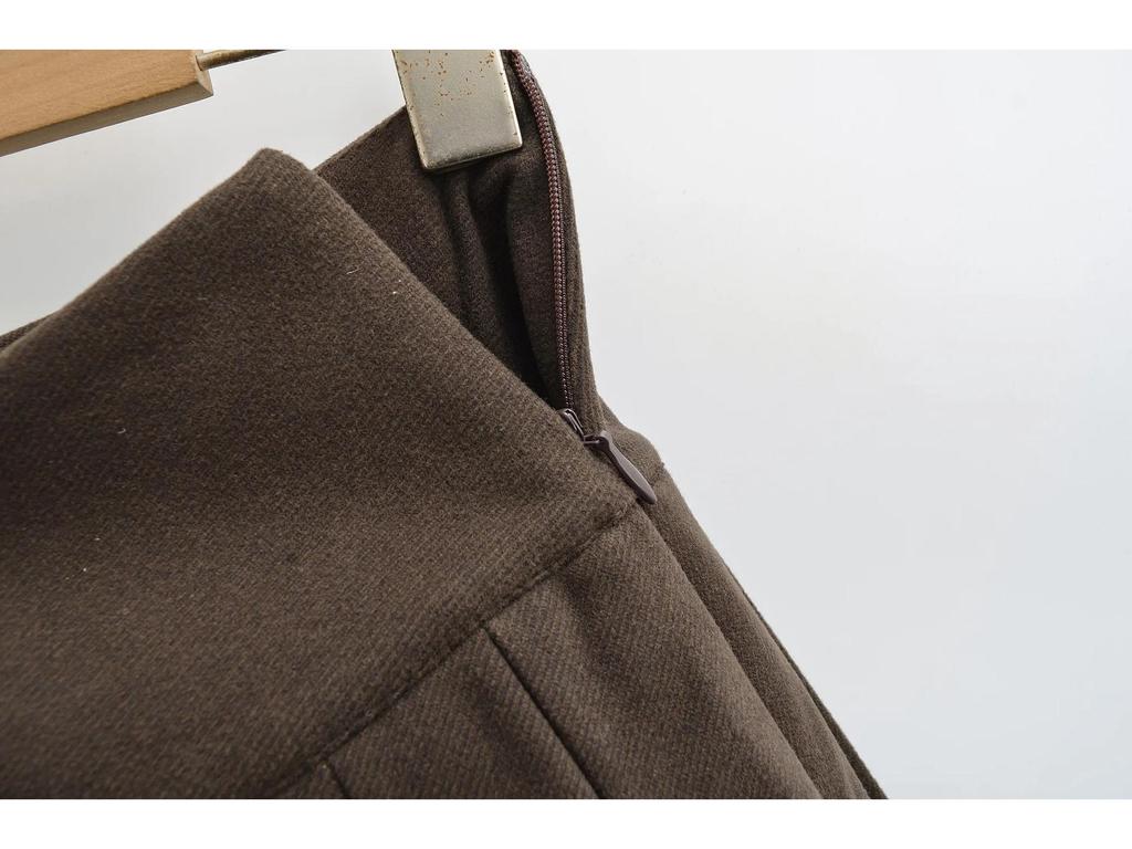 MIU Style Academy Mini sukně z vlněné směsi s plisováním a vysokým pasem pro ženy - Podzim/Zima