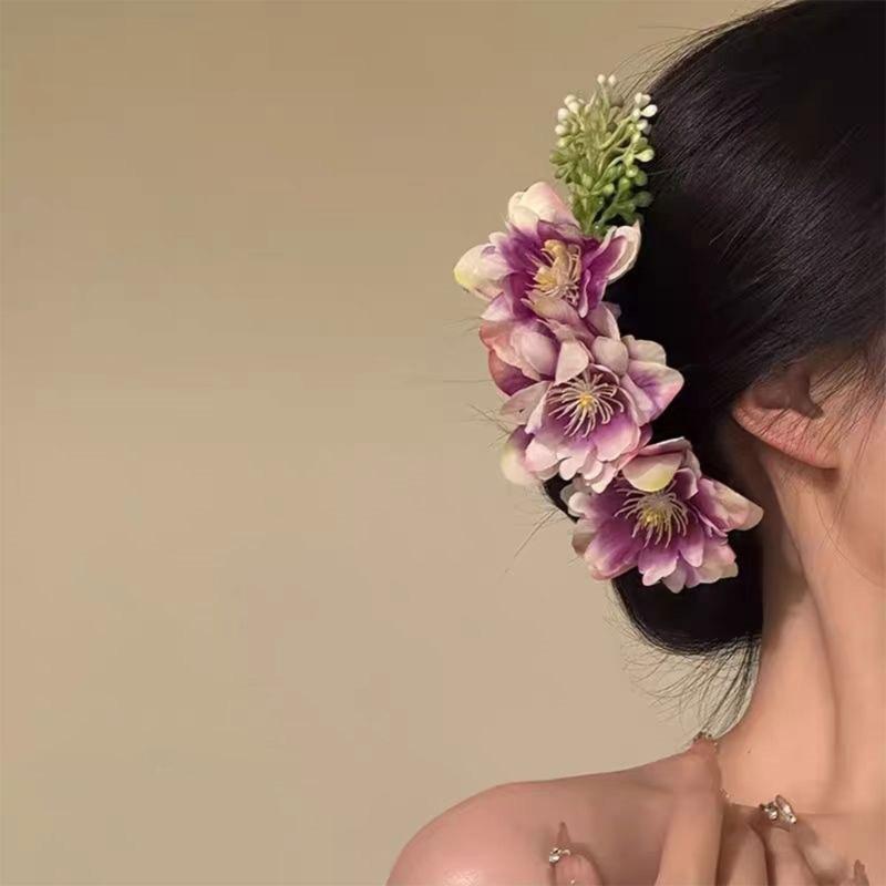 Elegant Blossom Hair Comb For Side Bun Updos Secure Grip Lightweight Plastic Hair Comb Women Accessories