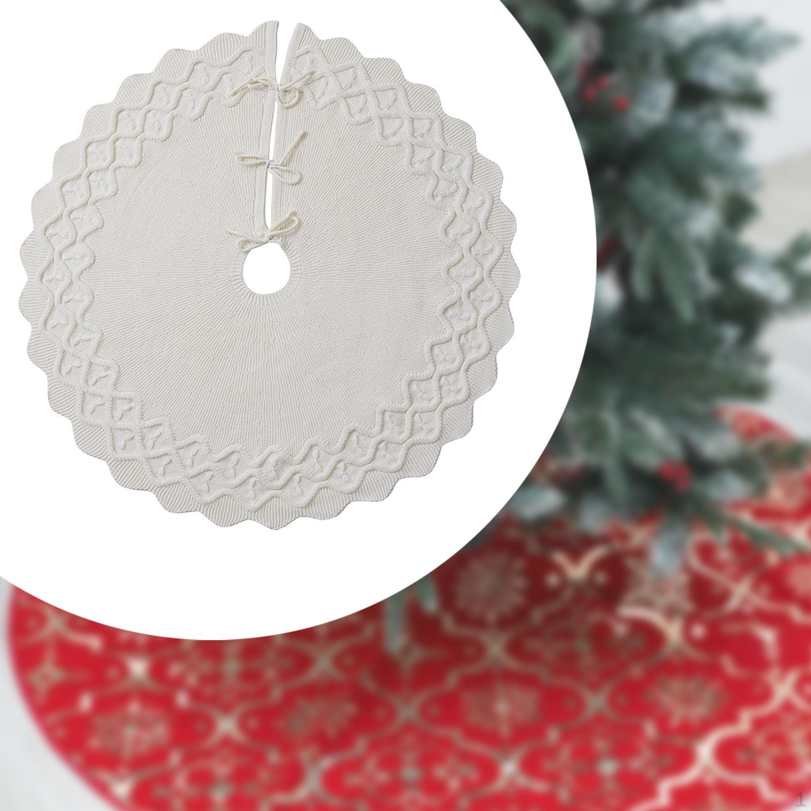 

Юбка для рождественской елки с бантом, Круглый дизайн для использования в помещении, 36 дюймов Праздничный декор белый