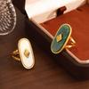 Unique Exquisite Vintage Open Rings Shell Simple Oval Stone Rings Stainless Steel Women Jewelry Exaggerated Finger Ring Women