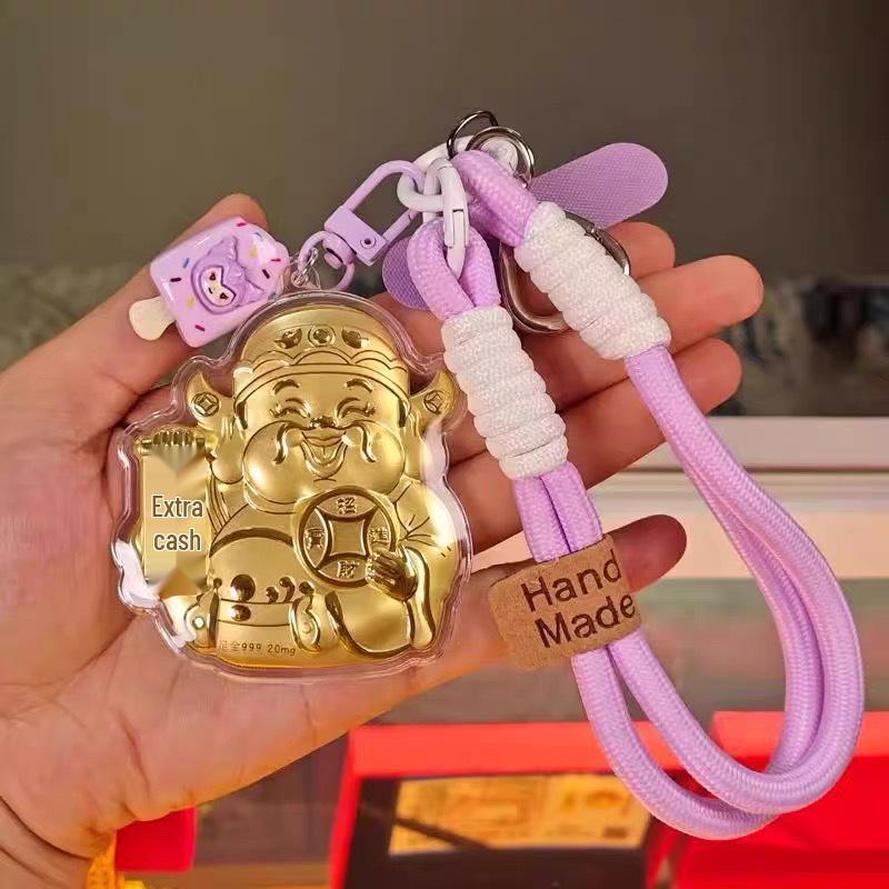 Zawieszka i brelok Bóg Bogactwa z czystego złota 999 - Urok Maneki Neko