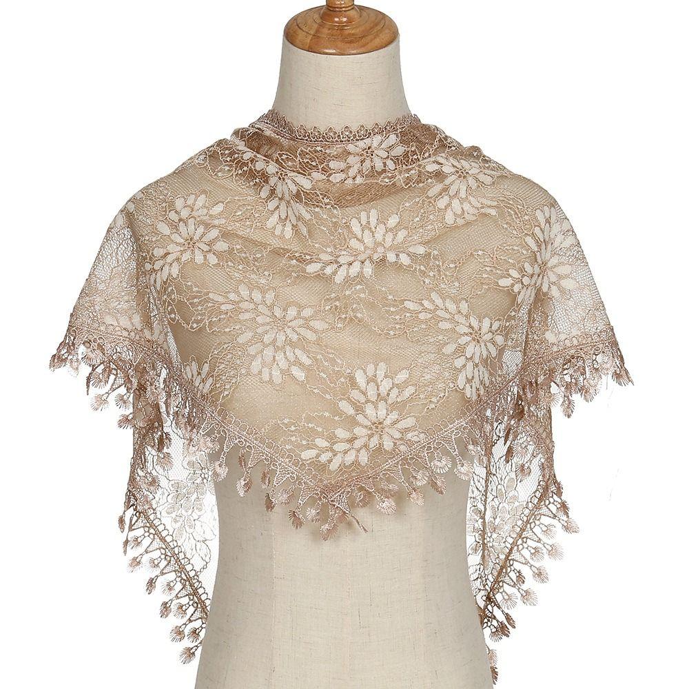 Thin Lace Flower Hair Scarf Shawl Vintage Triangle Head Scarf Bandanas for Women  Photography