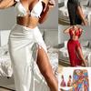 European & American Ruffle Bikini Three-Piece Set with Sunscreen Beach Pants