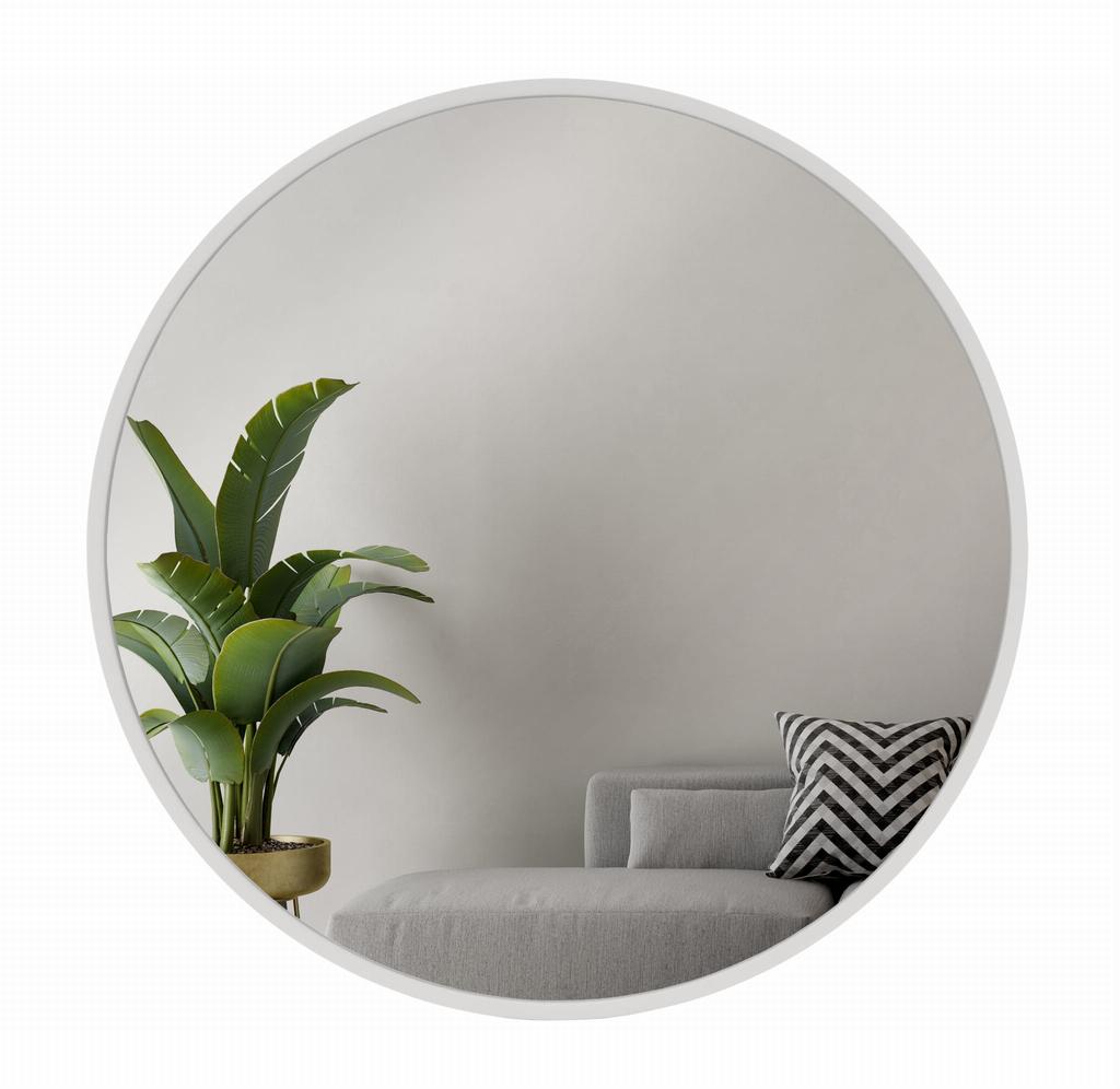 Lustro Okrągłe Drewniane Skandynawskie 60 Cm Białe Bd Art