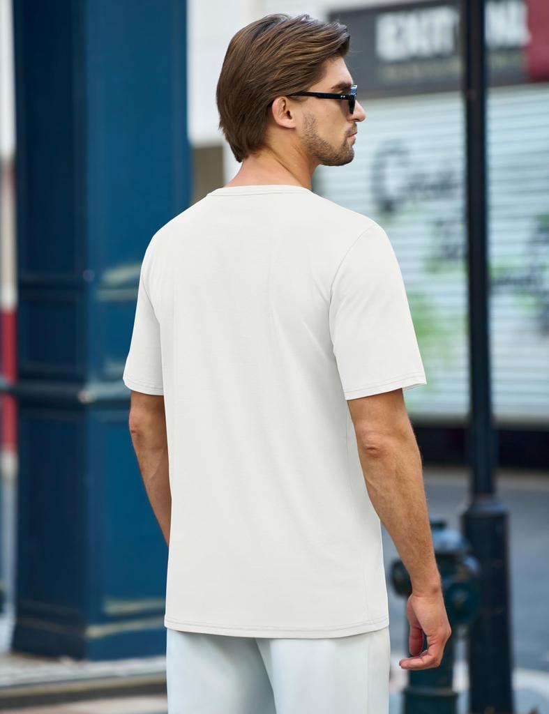 TACVASEN Men's Short Sleeve Sports T-Shirt, Moisture-Wicking, Lightweight, Cotton, Round Neck, Solid Color, Available in Plus Sizes, White, Size 2XL