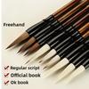9Pcs Weasel Hair Chinese Traditional Calligraphy Brush Set Wood Handle for Painting Calligraphy Pottery Ceramic Clay Writing