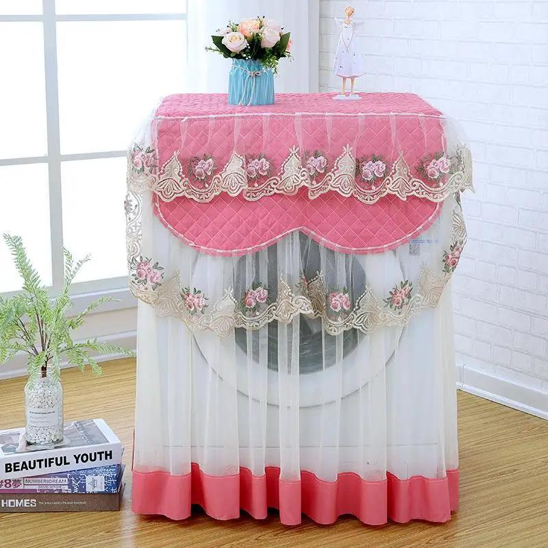 Lace Dustproof Protective Cover Floral Style Home Decoration Washing Machine Cover 4 Color Random Washable 60*60*85Cm Decoration