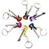 Metal Color Stainless Steel Guitar Car Keychain Small Fresh Novel Round Buckle Accessories Student Bag Pendant Decor