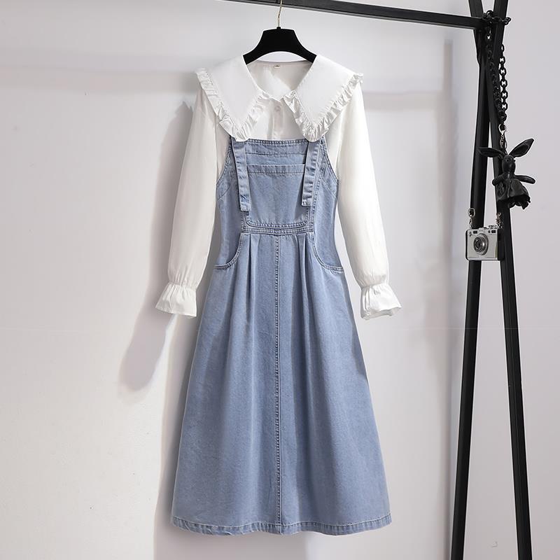Women's Petites French Doll Collar Denim Overall Skirt - Unique Spring 2026 Fashion