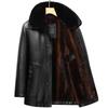 Woodpecker Men's Warm Leather Jacket for Dad and Grandpa - Plus Velvet Winter Coat