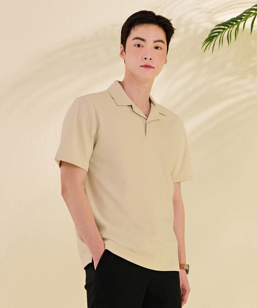 CHASECULT Men'S Modern Half-Open Collar Short Sleeve T-Shirt-Dbrk5712D0X