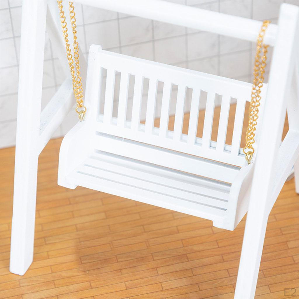 /12 Exquisite Miniature Wooden Porch Swing for Garden Doll Craft Kids Pretend Play Toy