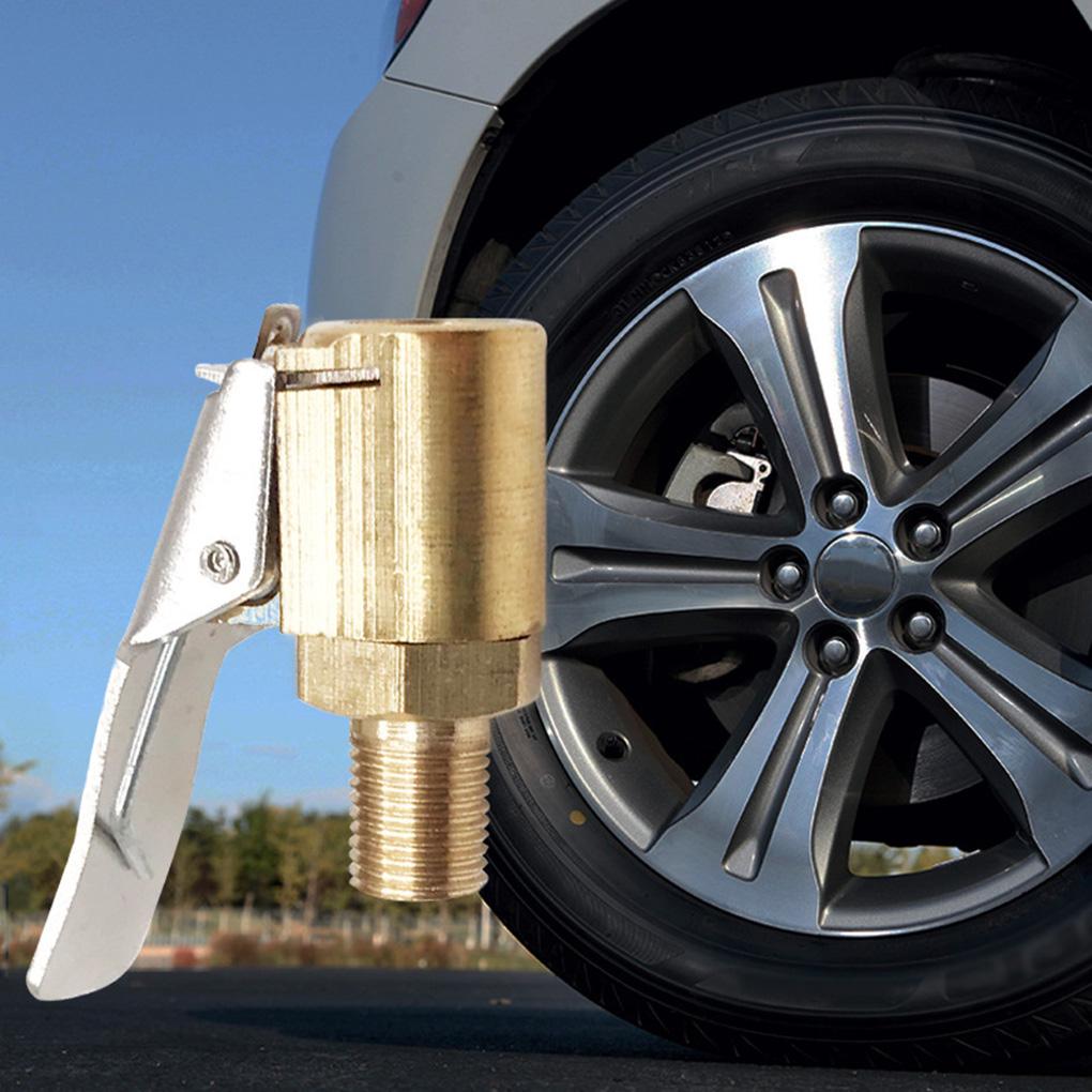 8mm Car Tire Air with Clip Brass Inflatable Pump Compressor Valve Clip-on Adapter Threaded Interface Auto Repair Tool