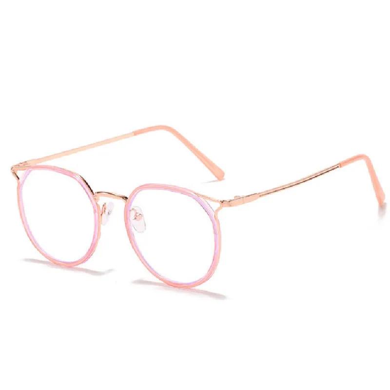 Full Frame Retro Metal Myopic Eyeglass Frame Anti Blue Light Short Sight Eyeglasses Round Women Men Cat Eye Near Sighted Glasses