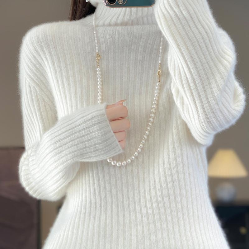 Thickened Pit Strips Piled Collar Cardigan for Women's Autumn and Winter New Skin-friendly and Versatile Cashmere Knitted Base Shirt