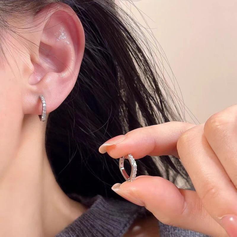 Korean Minimalist Zirconia Geometric Hoop Earrings Set - Light Luxury, Sweet & Cool Design