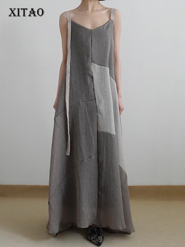 

XITAO повседневное лоскутное модное темпераментное платье на бретелях WLD13629