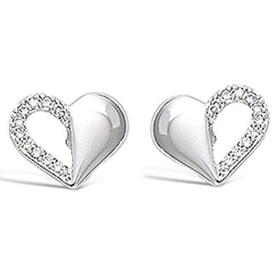 [N6877] - Silver 'Love' Silver Earrings (rhodium-plated) - 11x11 Mm