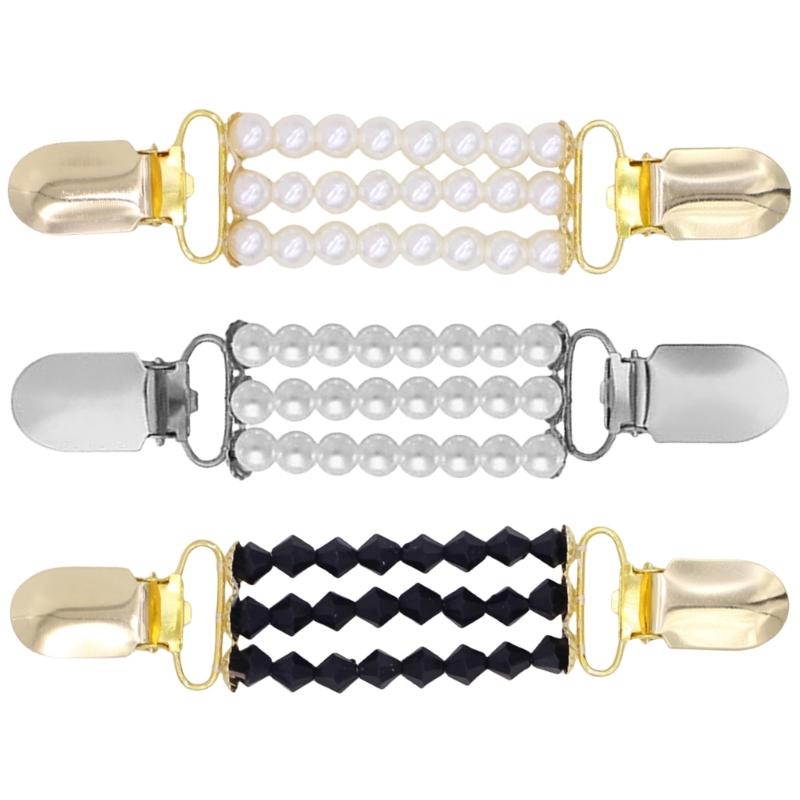 Vintage Beaded Pearls Sweater Cardigan Clip Elegant Clothing Jewelry Acrylic Texture Beaded Shawl Clip Present for Women