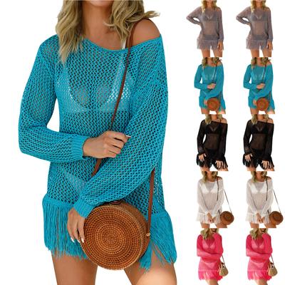 Women's Sexy Fashion Comfortable Hollow Mesh Long-sleeved Bikini Beach Knitted Sun Top