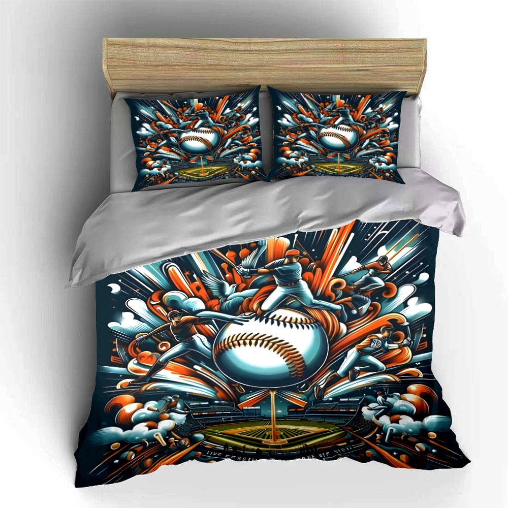 Baseball Sports Action Art Print Multiple Sizes Kid'S And Adults' Bedroom Exquisite 3Pc Bedding Set, Gift