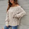 Autumn Winter Plus Size Women Strapless Loose Knit Sweater One Neck Solid Color Pullover Europe USA Style