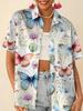 Love printed short-sleeved shirt women's summer loose casual lapel shirt retro niche top