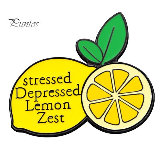 Black Edge Outline Brooch Zinc Alloy Pin, Lemon Fruit Shape with Colorful Enamel Pin Coloring, Fade-Resistant for Clothing Canvas Bags Hats