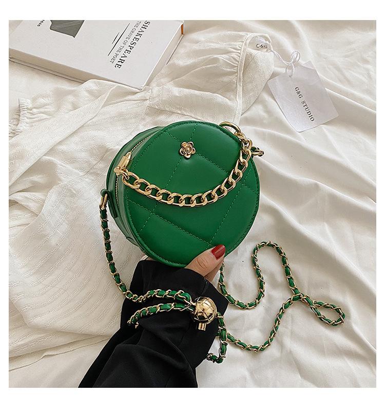 

Summer small fresh bag women 2025 new fashion diamond chain bag popular messenger bag shoulder small round bag зелёный