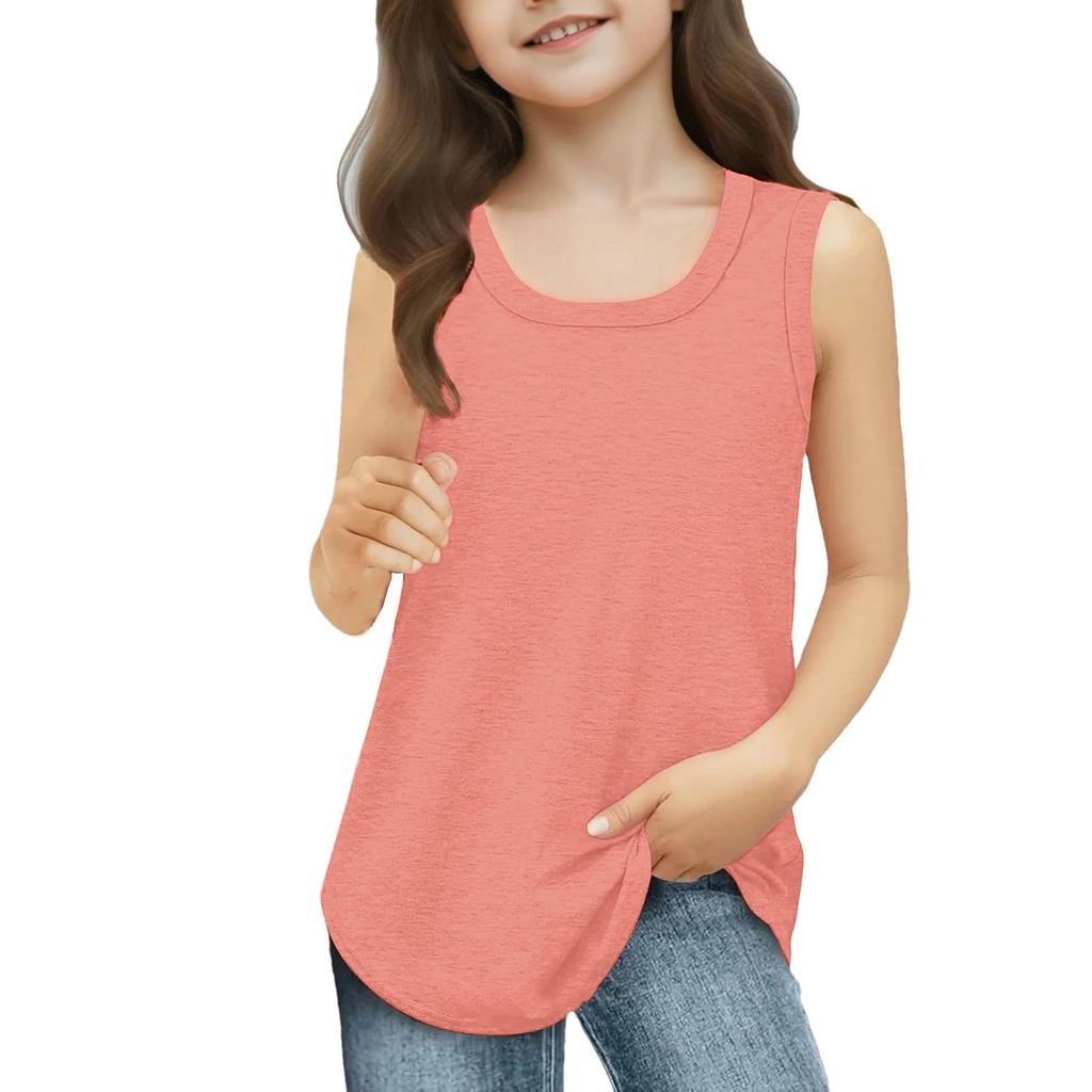 Girls  Kids Summer Crewneck Sleeveless Shirts Tank Tops