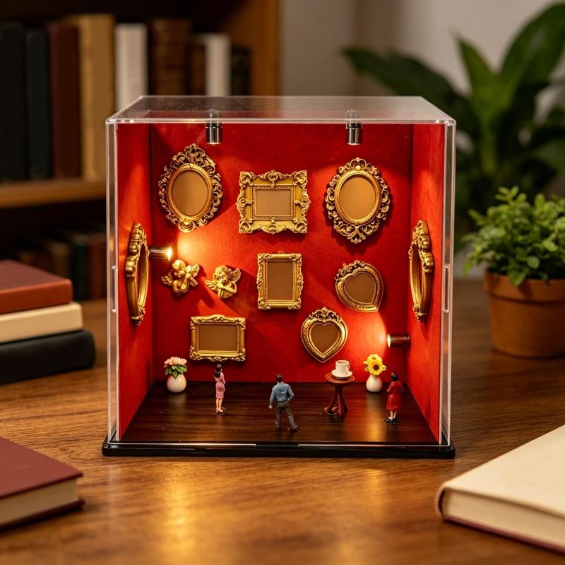 Handcrafted Memory Shadows Box Set with 9 Small Frame and Accessories Elegant Wall Hanging Deck for Home Display