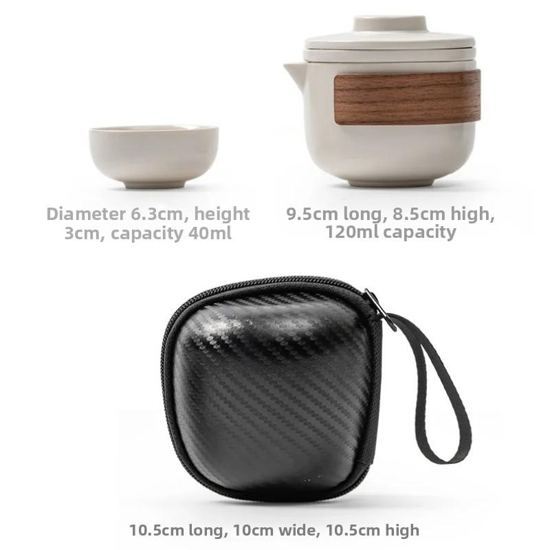 4 Piece Set of Portable Teacup Set Travel Set Ceramic Kung Fu Tea Set Outdoor Camping One Teapot and Two Cups of Gifts