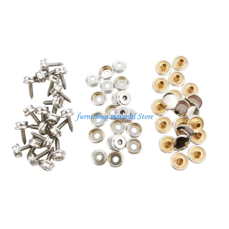 Y5GD 50Pcs Snaps Button Stainless Steel Screw Fastener Studs Cap Fixing Sewing