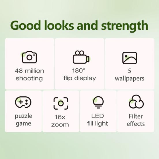 48MP digitální fotoaparát s LED přisvětlením 180stupňově výklopný displej Kompaktní design Přenosný fotoaparát Vlogging rekordér