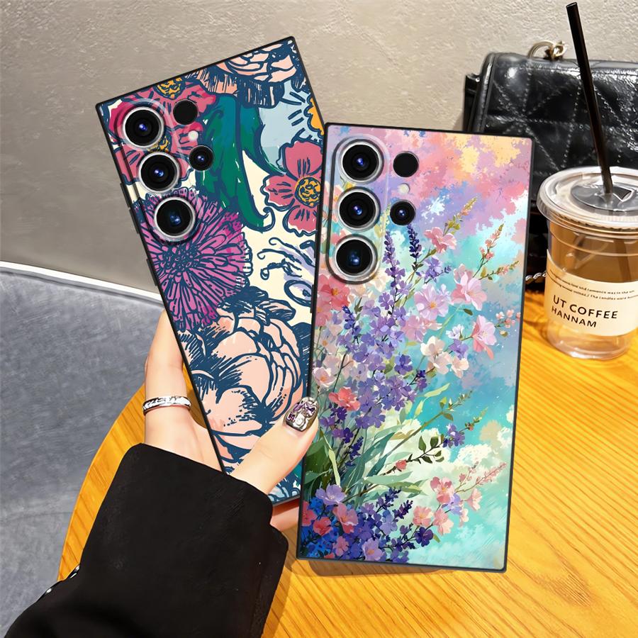 Cartoon Flower Case for Samsung Galaxy S26 Ultra Note 20 8 9 10 S10 S9 S24 S20 Ultra S25 Plus S23 S21 FE Funda Phone Cover