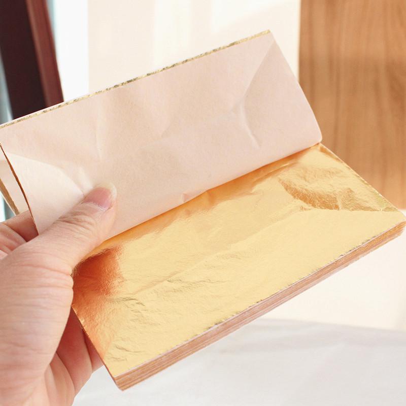 100 Pieces Copper Leaf Sheets - Real Copper Foil Leaves 14x14 cm Metallic Rose Gold Leaf for Craft DIY Proejcts, Paintings, Gilding, Furniture, Makeup & Nail Art