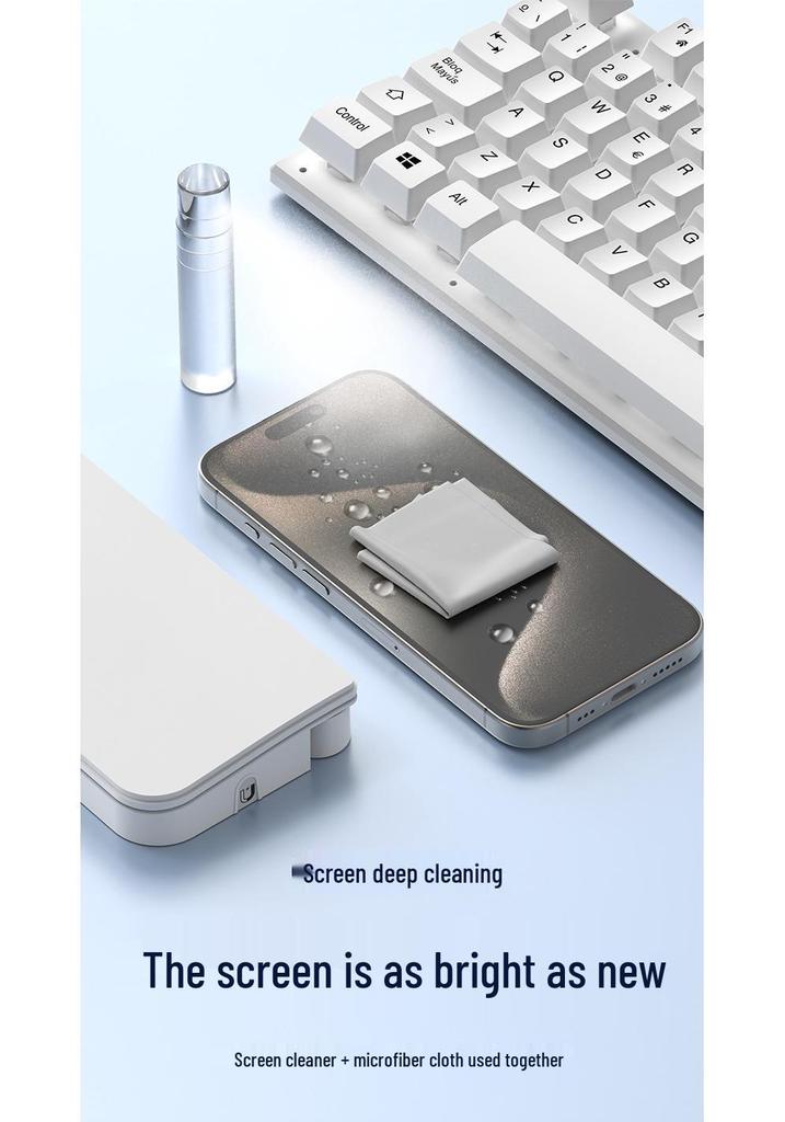 QS22 Multifunctional Cleaning Brush & Leather Wrist Rest for Office Keyboards