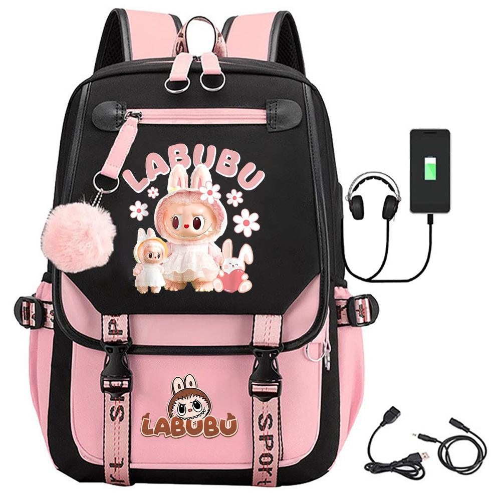 Cartoon Labubu Printed Backpack Travel Bag Computer Bag Student Male Female Casual Backpack School Bag