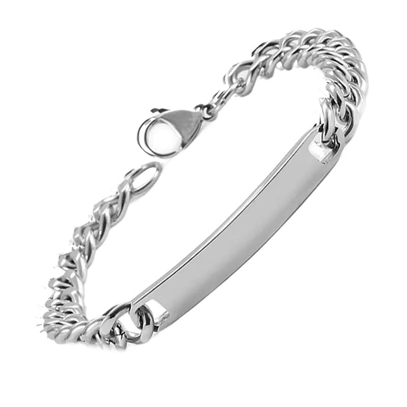 

Панк-мужские браслеты хип-хоп из нержавеющей стали ручная цепочка пустой брусок пара мужчины женщины семейные украшения подарок на день рождения белый