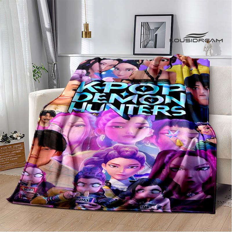 KPop lovci démonů Kreslená tištěná deka Pikniková deka Teplé flanelové deky Domácí povlaky na postel Dárky k narozeninám