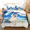 Manga Style Umibe No Etranger Bedding Set, Duvet Cover & 2 Pillowcases, Vivid Coastal Scene Print Comfortable Stylish Bedroom