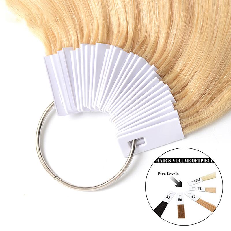 30Pcs 23Cm Real Human Hair Color Rings Swatches For Human Hair Extensions Salon Tools Hair Dyeing Sample Chart Dyeing Practice