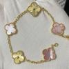 Nuova Versione Bracciale Quadrifoglio Cinque Fiori Agata Rossa Naturale Madreperla Bianca Bracciale da Donna Bracciale Laser