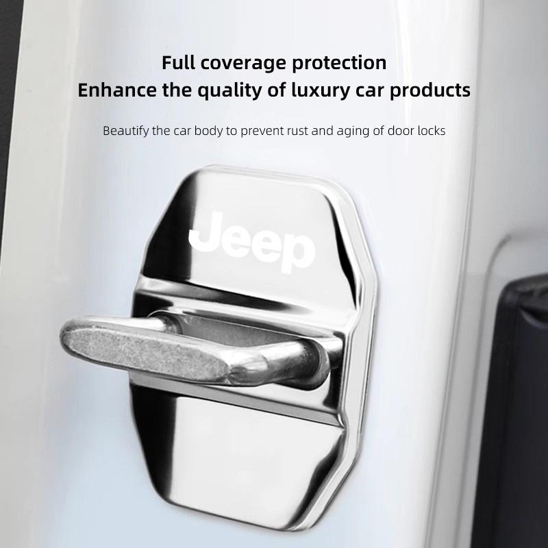Cup Holders 4Pcs Car Door Lock Cover Stainless Steel Cap Auto Accessories For Jeep Grand Cherokee Wrangler JK Gladiator Compass