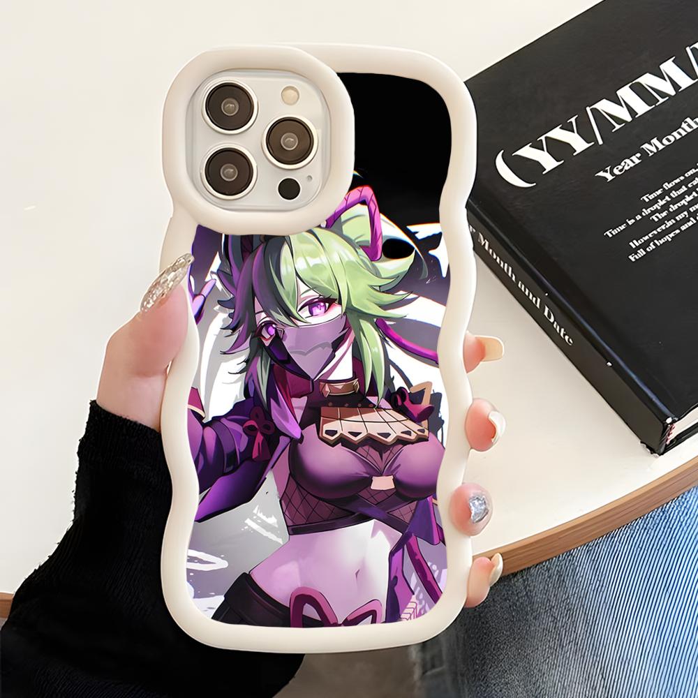 Spiel GI Kuki Shinobu Handyhülle für iPhone 17 16 15 14 13 12 11 Air Pro Max Plus Wellige Kante TPU Bunte Hülle Smartphone