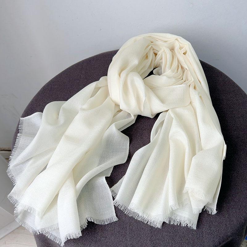 Popular Flax Plant Dyed White Scarf Summer Sunscreen Silk Silk Scarf Solid Color Cotton And Linen Shawl