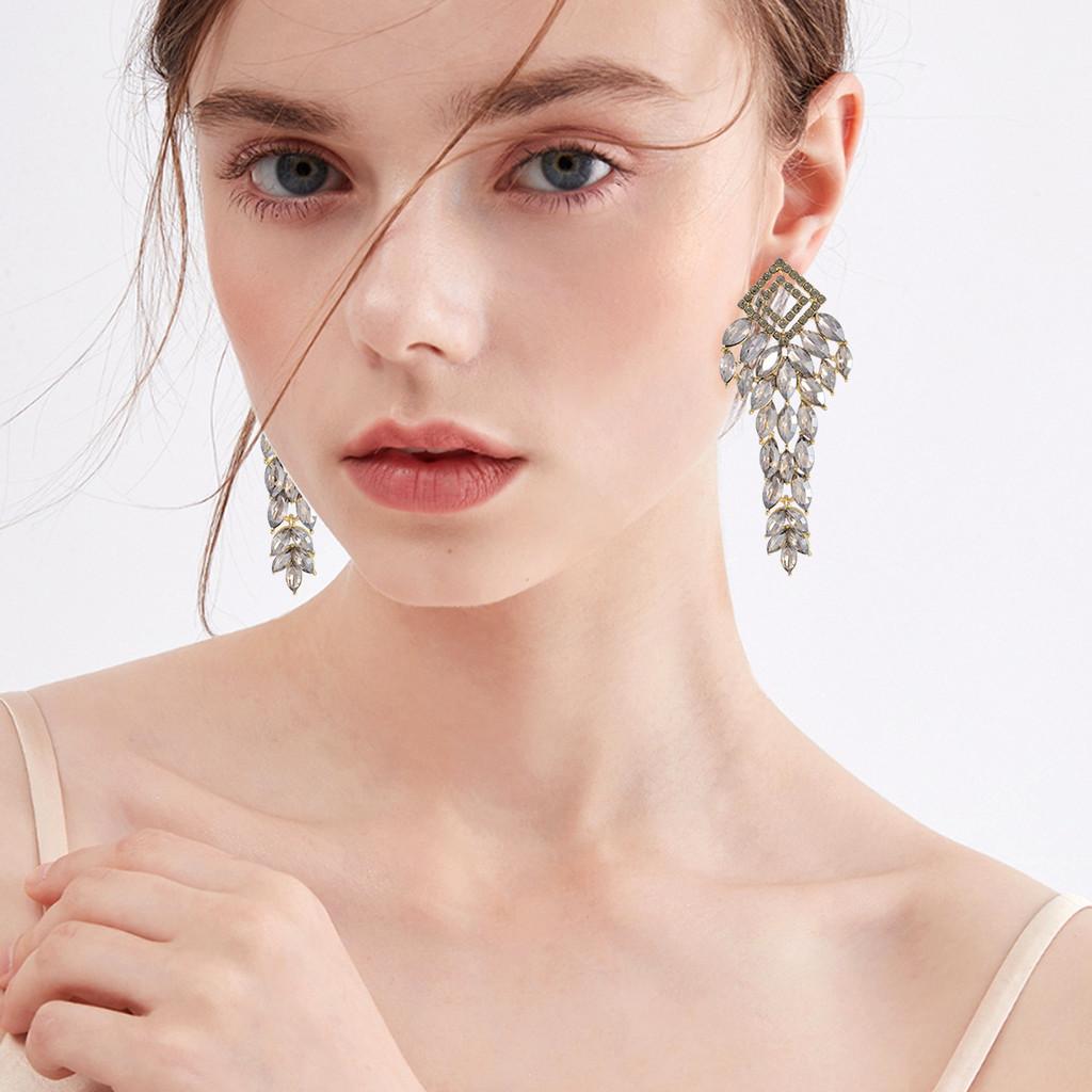 Geometric Alloy Earrings With Colored Zirconia For Wedding And Party Wear